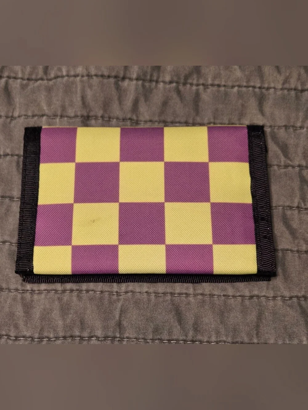Taco Bell Foundation Purple & Yellow Checkered Trifold Wallet